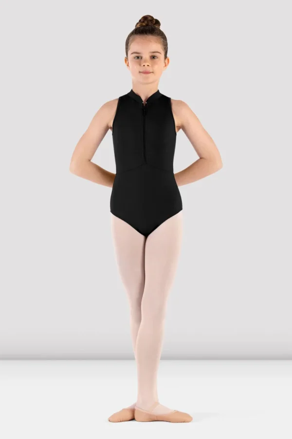 YOUTH TWIST MOCK NECK ZIP UP LEOTARD