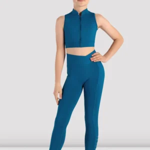 YOUTH TWIST MOCK NECK ZIP CROP TOP