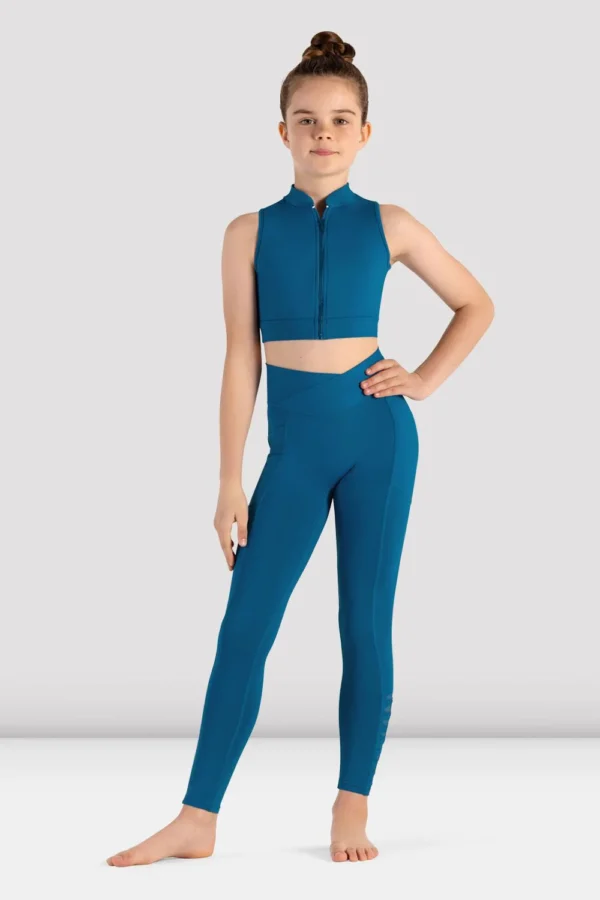 YOUTH TWIST MOCK NECK ZIP CROP TOP