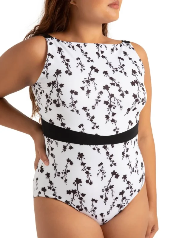 YOUTH FLEUR BOATNECK FLORAL LEOTARD