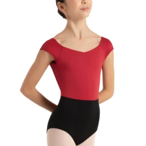 YOUTH JOLIE TWO TONE CAP SLEEVE LEOTARD
