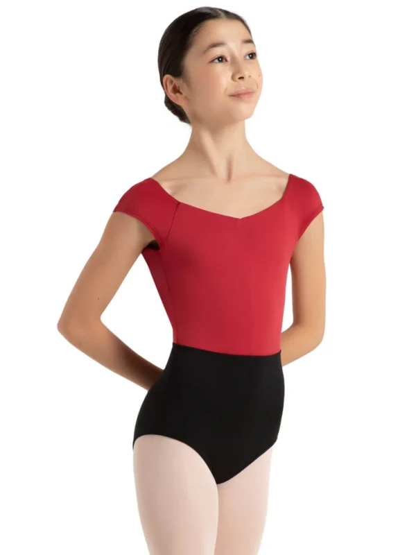 YOUTH JOLIE TWO TONE CAP SLEEVE LEOTARD