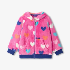 HATLEY HEARTS FUZZY FLEECE ZIP UP HOODIE