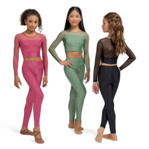 YOUTH LONG SLEEVE DOT CROP TOP