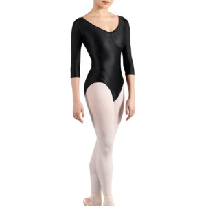 GLOW V-NECK 3/4 SLEEVE LEOTARD