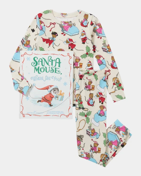 SANTA MOUSE BOOK AND PAJAMA SET