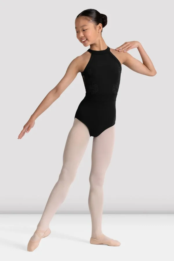 YOUTH EMBROIDERED HALTER LEOTARD