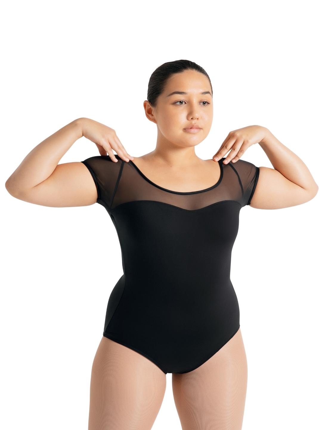 ADULT MESH YOKE SHORT SLEEVE LEOTARD